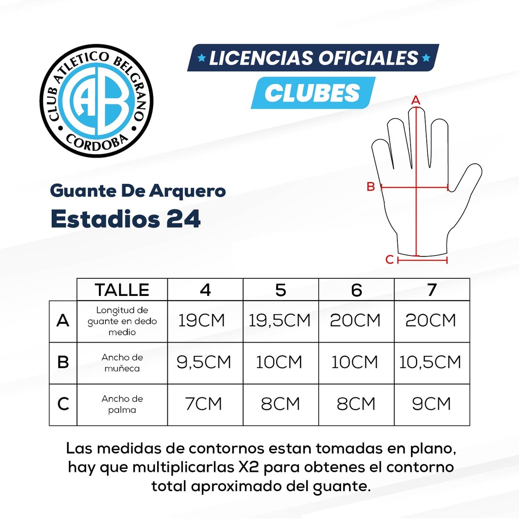 Guante De Arquero Estadios 24 Belgrano| LICENCIA CLUBES®