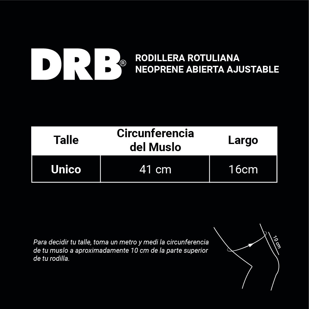 Rodillera Rotuliana Neoprene Abierta Ajustable | DRB®
