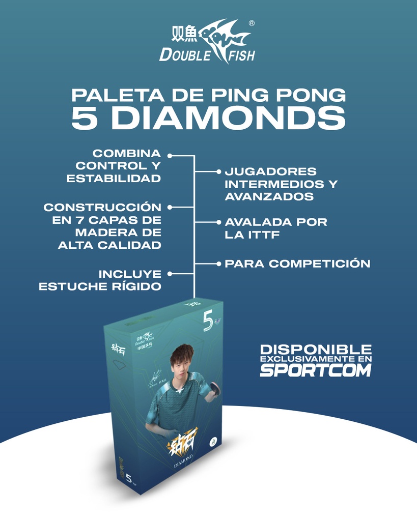 Paleta de Ping Pong 5 Diamonds | Double Fish®