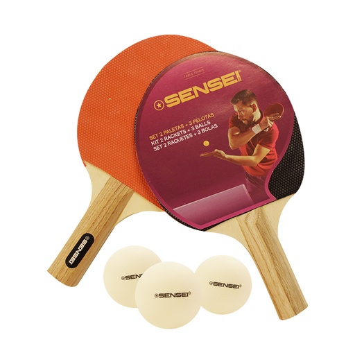 [JQQZZZ004Z U] Set De Ping Pong 20 (2 Paleta Y 3 Pelota) | Sensei®